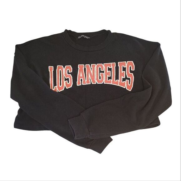 Rock Rose Couture Black Los Angeles Fleece Half Sweatshirt Top Medium - Picture 2 of 10